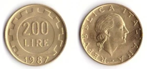 1987 Italien Lire 200 Italien Arbeit Fior Di Conio Unc - Bild 1 von 1
