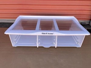 NICE! Genuine LG Refrigerator Crisper Drawer Glass Cover Shelf & Rail (COMPLETE) - Picture 1 of 10