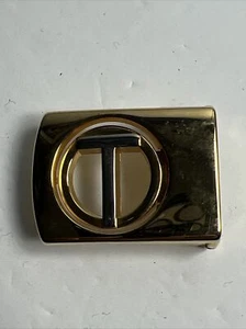 VTG Initial T Belt Buckle Two Tone Swing arm Slider Type Small Monogram - Picture 1 of 5