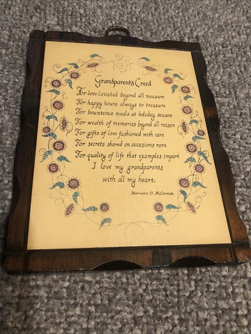 JERRY SCHULTZ Co Handcrafted Pine GRANDPARENTS Creed Wall Plaque 9.25x7.25 Cover