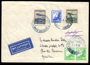 Zeppelin 1936, 12. SAF, DR 606-07 + weitere, Bordpost 31.10.36, Sieger 373 - Bild 1 von 2