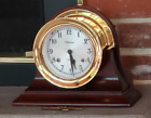 Chelsea Shipstrike Clock 5.5" Brass Mahogany w/Base - Works - inscription on top