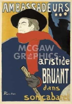 Ambassadeurs Aristide, Toulouse Lautrec, Wall Decor Art Print 14" x 11" 4545 - Image 1 of 2