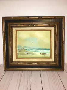 -C.Melton Oil Painting On Canvas Seascape 17.5 Inch x 15.5 Inch. - Picture 1 of 12