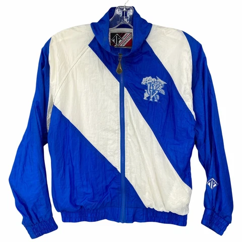 Vintage Kentucky Wildcats Jacket Windbreaker Youth Large Full Zip Lined Blue 90s Cover
