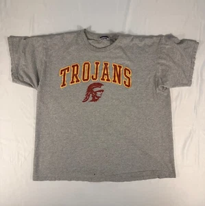 Vintage USC Trojan Shirt Herren Lrg-XL Tommy The Trojan Print Logo Rundhals grau - Bild 1 von 6
