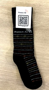 Women's  NOVELTY CREW SOCKS   Protect AI  Black Striped  Cotton Blend  9-11  NEW - Picture 1 of 6