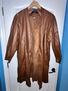 Marc New York Faux Leather Long Jacket Women XL Brown Reptile Texture NEW - Picture 1 of 11
