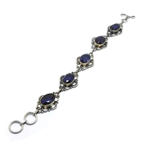 Amethyst Bracelet 925 Sterling Silver Plated Handmade Gemstones Bracelet Jewelry - Picture 1 of 9