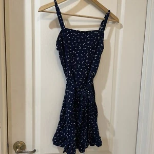 Hollister one piece Dress Navy with floral pattern size S with Waist tie - Picture 1 of 7