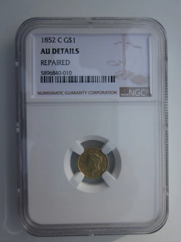 1852-C INDIAN HEAD $1 DOLLAR CHARLOTTE GOLD RARE NICE AU DET GREAT DETAIL Cover