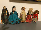 5 Vintage Dolls c 1950 with sleeping eyes in national costumes Welsh Dutch