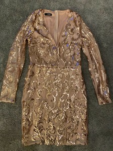 quiz long sleeve sequin dress