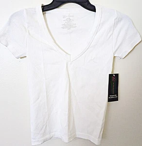No Boundaries White Crop Top Shirt Ribbed V Neck Size SMALL NEW WITH TAG - Picture 1 of 3