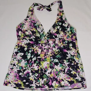 Assets Spanx Swim Tankini Women Large Halter Vneck Tie Multicolor Slimming Beach - Picture 1 of 6