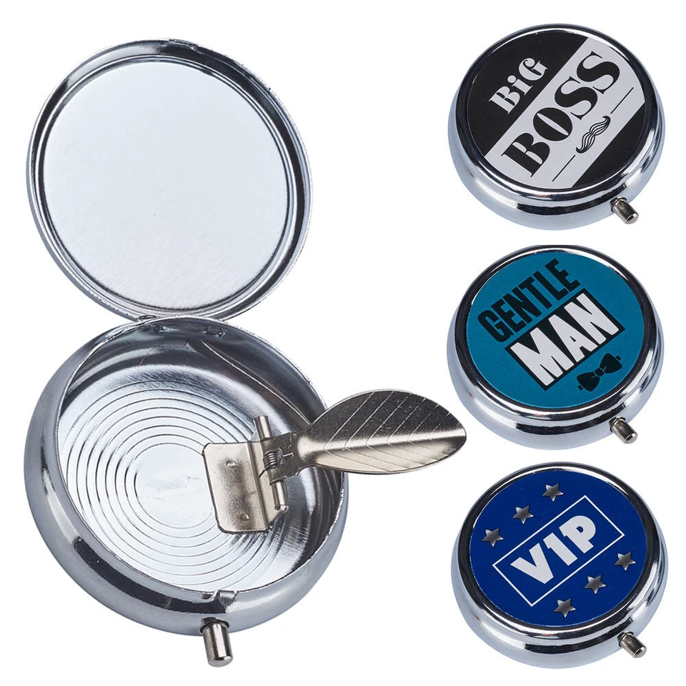 12 x Taschen Aschenbecher Champ Mini mit Deckel kleiner Reiseaschenbecher Metall