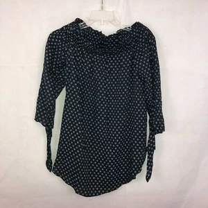 Schulterfreie Bluse Größe 4 von H&M dunkelblau/weiß neu mit Etikett - Bild 1 von 3