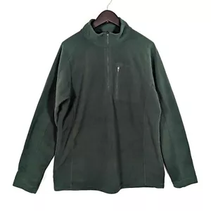 LL Bean Fleece 1/4 Zip Pullover Jacket Mens Large Tall Dark Green Chest Pocket - Picture 1 of 4
