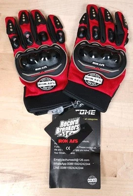 Железные мотоциклетные перчатки Jias большие красные короткие кожаные летние для сенсорного экрана - Изображение 1 из 3