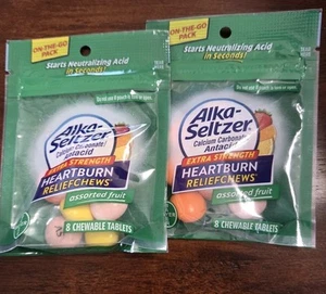 2xRelief Chews Heartburn Antacid, Assorted Fruit, 8 Count Each =16 Count - Picture 1 of 2