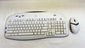 Logitech Cordless Desktop Express Keyboard & Optical Mouse White *Untested* - Picture 1 of 7