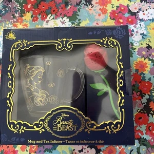 Disney Beauty And The Beast Glass Mug And Tea Infuser Brand New - Picture 1 of 6
