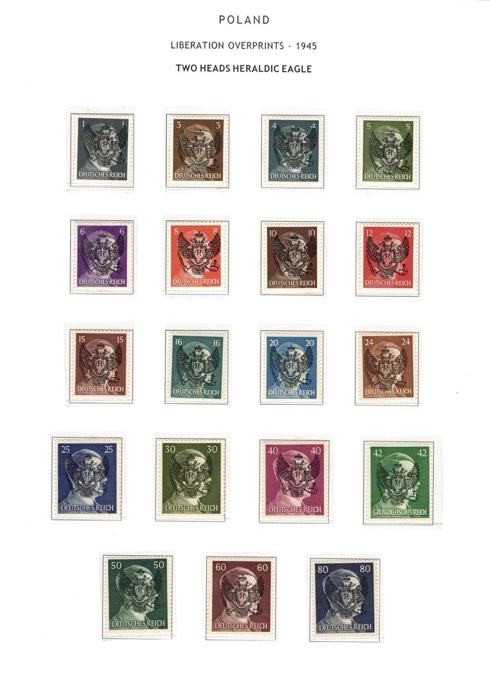 Poland WWII (1945) - Soviet Zone Local Post Overprint “Two Heads Eagle” - Image 1 of 1