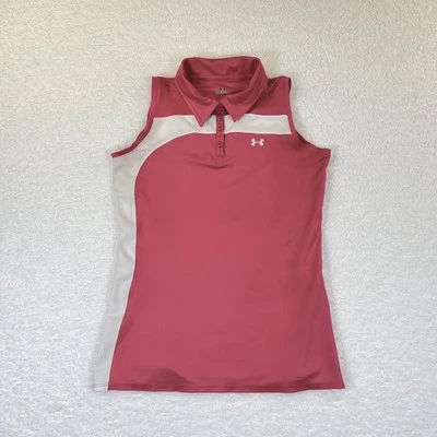 Under Armour UA 高尔夫网球泡菜球女式 M 粉红色无袖上衣领全新无标签 — 第 1/4 张图片