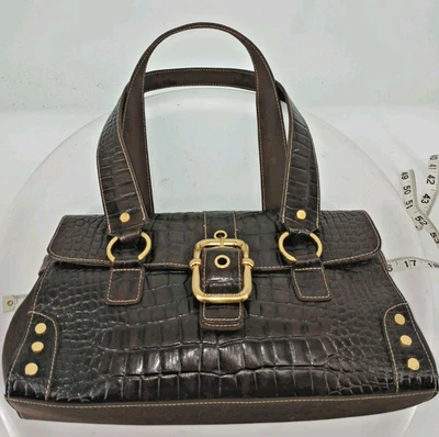 Franco Sarto Brown Alligator Print Shoulder Bag Purse   C116 - Image 1 of 4