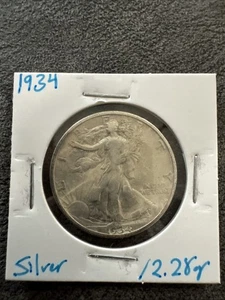 1934 Walking Liberty 90% Silver Half Dollar. 12.28g. Non Magnetic. Phili Mint. - Picture 1 of 4