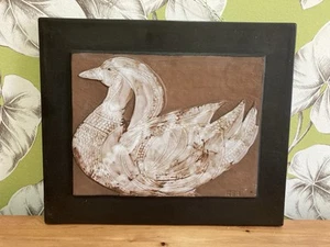 Vintage Wall Ceramic Tile Picture Duck Motif Handicraft 60s - Picture 1 of 6