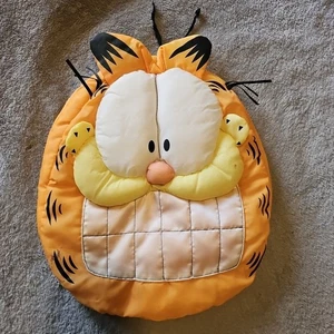 Vintage Garfield Fun Pouch "Sleepy Heads" Nylon Sleepover Bag Pillow Cover 12in - Picture 1 of 4