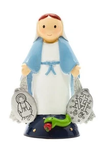 Estatuilla Medalla Milagrosa Nuestra Señora de Gracia de 3,5" Pequeñas Gotas de Agua Católica - Imagen 1 de 2