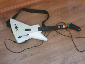 RedOctane X-Plorer White Gibson Guitar Hero Controller XBox 360 + 2 Games - Picture 1 of 9