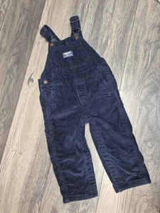 OshKosh Bgosh tuta vintage 18 mesi USA gilet blu nero velluto a coste a quadri - Foto 1 di 8