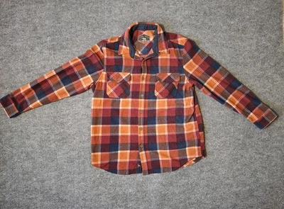 Freedom Foundry Shirt Mens Large Orange Blue Plaid Flannel Button Up Outdoors - Image 1 of 4