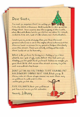 NOBLEWORKS 12 Funny Christmas Cards (1 Design, 12 Cards) - Dear Santa Holiday B1087