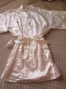 White Satiny Bride Silver Rhinestone Robe Bridal Wedding Day Bachelorette OS - Picture 1 of 2