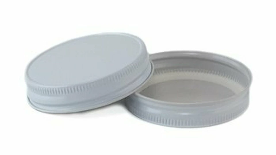 70-450 White Metal Screw-On Lids for 8oz, 12 oz & 16 oz Glass Jars (Lot of 24) - Image 1 of 1