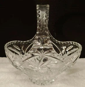 Vintage Hard to Find Beautiful 8" Cut Etched Glass Bridal Basket One of Kind - Picture 1 of 5