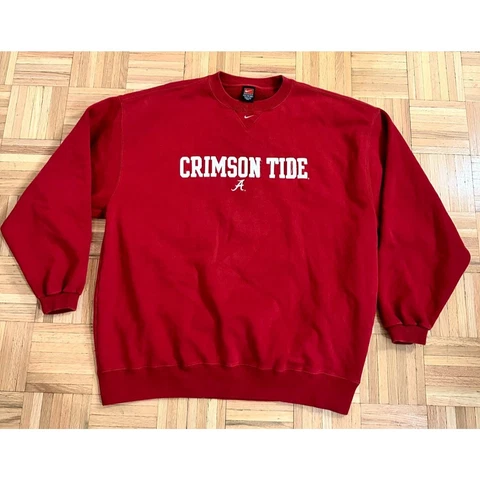 Vintage Nike Team Alabama Crismon Tide Center Swoosh Crew Sweatshirt Mens 2XL Cover