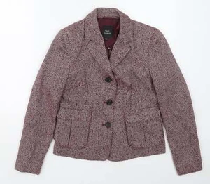 NEXT Womens Red Herringbone Polyester Blend Blazer Size 10 - Picture 1 of 12