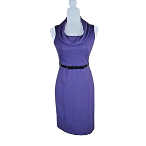 Donna Ricco New York Sleeveless Purple Belted Sheath Dress Women's Size 2 - Picture 1 of 11