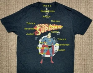 NEW KINETIX MEN LARGE SUPERMAN T SHIRT HEATHER BLUE DC ACTION COMIC MADE IN USA - Picture 1 of 2