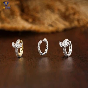 2.098 TCW Round&Maquise Labgrown Diamond Earring 18k Yellow ,White Gold Labstone - Picture 1 of 3