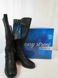 NIB Easy Street Plus Wide Calf Riding Boot With Stacked Heel Round Toe Sz 9 1/2 - Picture 1 of 7