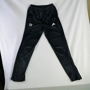 Adidas Athletic Pants Youth Large Tapered #19 Active Black Stretch - Picture 1 of 16