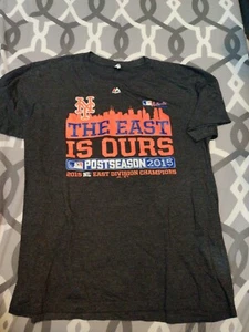 New York Mets Majestic 2015 Postseason T-Shirt Size Large. "The East Is Ours". - Picture 1 of 3