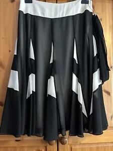 Coast Size 14 Flare Panel Pleated Skirt Side Tie Black & Ivory - Picture 1 of 8