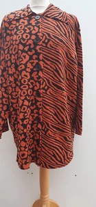 Frank Usher Animal Print Knit Cardigan Orange & Black One Size brand new - Picture 1 of 3
